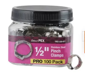 Apollo 1002-509-031 Pex 1/2 Inch Stainless Steel Pinch Clamps 100 Pack 99