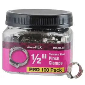 Apollo 313095070095 1/2 Inch Stainless Steel Pex-b Barb Pinch Clamp Jar 100-pack