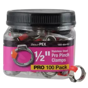 Apollo 445014836833 1/2 Inch Stainless Steel Pex-b Barb Pro Pinch Clamp Pack 100-pack