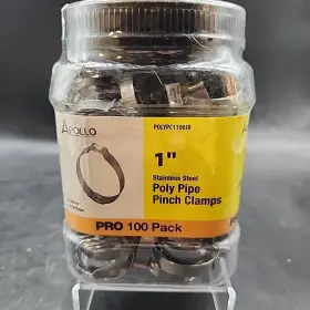 Apollo 810053460726 1 Inch Stainless Steel Poly Pipe Pinch Clamps Pro - 100pk 100 Psi New