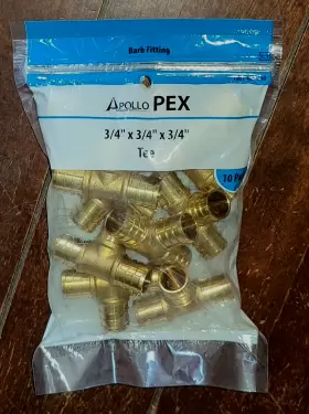 Apollo Apxt3410pk Pex 10pk Barb Fitting 3/4 Inch X Tee - Model #1001-405-310