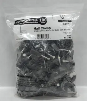 Cambridge 680183131281 100 Count Contractor Pack 3/4 Inch Plastic Half Clamp With Screw - New