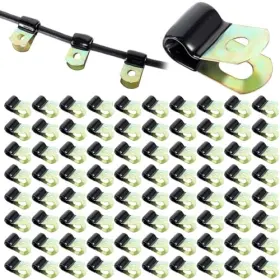 Cobee 625943 1 1mgja4km 100 Pcs 1/4 Inch Cable Clamps Vinyl Coated Wire Clamp Pipe Hose Steel