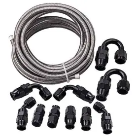 Coolautoparts Zo22gw Ptfe Fuel Line Kit E85 Nylon Braided Hose 20ft 10 Pcs Fittings 6an