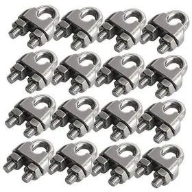 Cozihom 047111wcm6 16 Pack 1/4 Inch M6 Wire Rope Cable Clip Clamp 304 Stainless Steel