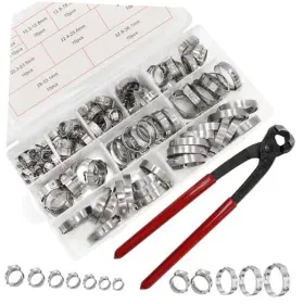 Dehhoo 797465726179 304 Stainless Steel Single Ear Hose Clamps Assortment Kit With Clamp 250pcs