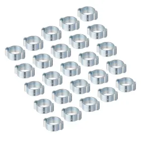 Duefixing 609044733068 50 Pcs 15-18mm Double Ear Hose Clamp Galvanized Steel O Clip Crimp Rings Silver
