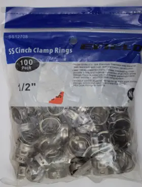 Efield Ss12708 1/2 Inch Stainless Steel Pex Cinch Clamp Rings For Tubing Pipe 100 Piece