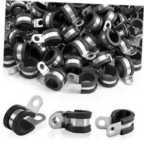 Elaraberry Yol-elaraberry-0919 50 Pcs Cable Clamps Stainless Steel Pipe Holder Rubber Coated 1/2 Inch Elaraberry Yol-elaraberry-0919 50 Pcs Cable Clamps Stainless Steel Pipe Holder Rubber Coated 1/2 Inch