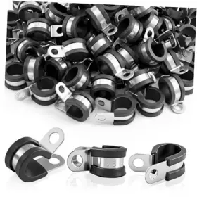 Elaraberry Yol-elaraberry-0920 50 Pcs Stainless Steel Cable Clamps Rubber Cushioned Insulated Clamp 3/8 Inch