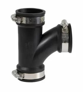 Everflow 4857 2 Inch Flexible Pvc Tee Coupling With Stainless Steel Clamps
