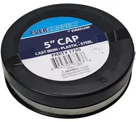 Everflow 804595978238 1750 5-inch Flexible Pvc Pipe Cap With Stainless Steel Clamps Black