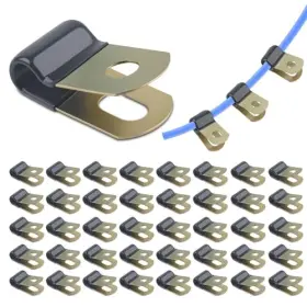 Fampery 241822-fpus Cable Clamps 30pcs 1/4 Hose Galvanized Steel Wire Clamp R-type Insulated