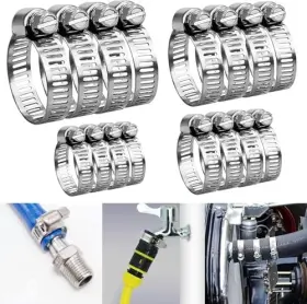 Feelglad Jpojmus-059 Stainless Steel Hose Clamp Assortment Kit- 16 Pieces 1/4-1 In 6-29mm
