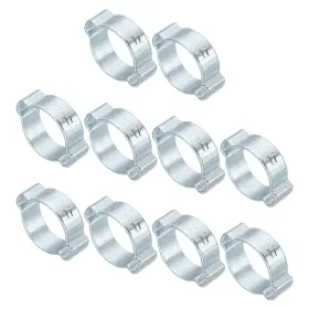 Fipux 680811541321 30 Pack 14-17mm Double Ear Hose Clamp Galvanized Steel Crimp Rings Silver Tone