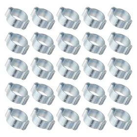 Fixinairp 609044733075 15-18mm Double Ear Hose Clamp Silver Pipe Galvanized Steel Crimp Rings 50pack