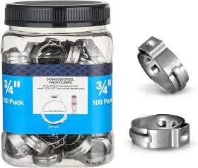 Foskan 313032792721 Pack Of 100 3/4 Inch Pex Cinch Clamp Rings 304 Stainless Steel Hose