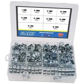 Glarks Gllaminhg-120 120pcs 10 Size Mini Fuel Injection Style Hose Clamp Assortment Kit For