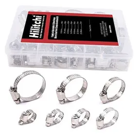 Hilitchi Hwc60 60-pcs 8-38mm Adjustable All Stainless Steel Worm Gear Hose Clamp Kit