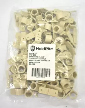 Holdrite 671119102314 Lot Of 100 Standard Clamps 1/2 Inch Cts 231 Polypropylene 7/8 W Beige