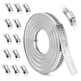 Homanu Us042-hc28 12 Hose Clamps Diy Stainless Steel 28 Ft Metal Strap 12 Fasteners