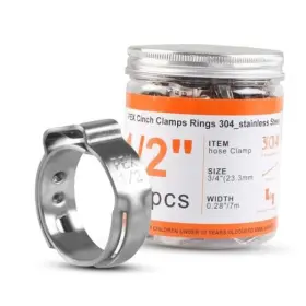 Hxsemayig Hx-87-25 130pcs Stainless Steel Single Ear Hose Clamps 1/2 Inch Pex Cinch