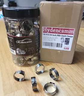Hydencamm R819001 Stainless Steel Pex 23.3 Cinch Clamps 120 Pieces 3/4 Inch