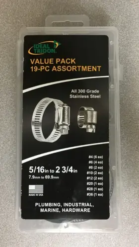 Ideal 999044674051 Tridon 19-pc Stainless Steel Hose Clamp Assortment