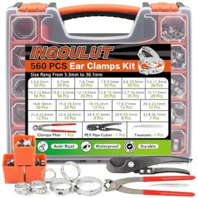 Ingoulut Ingoulut-1209-z 560pcs Single Ear Hose Clamps Assortment Kit 304 Stainless Steel 22