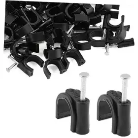 Jidiander Sdd22011407 80 Pieces Half Clamps J-hook With Nail 1/2 Inch Black Pex Support Holder For