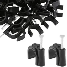 Jidiander Sdd22011408 55 Pieces Half Clamps J-hook With Nail 3/4inch Black Pex Support Holder For