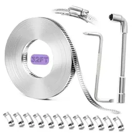 Josaton Jst-11 304 Stainless Steel Hose Clamp Assortment Kit Diy 32ft Metal