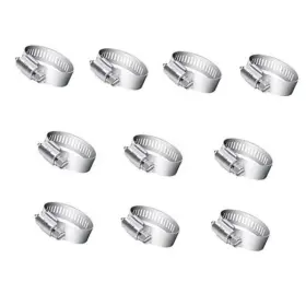 Kalim Hs-10 Hose Clamp 10 Pieces Stainless Steel Adjustable 13-19mm Range Worm 3/4 Inches