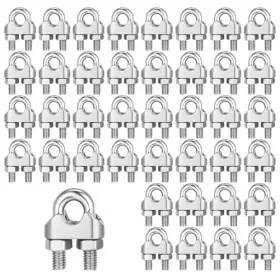 Kalione-661082 1us Daiqx2slg 40 Pcs M6 1/4 Inch Wire Rope Cable Clip Clamp 304 Stainless Steel U-bolt Saddle