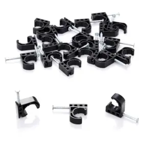 Litorange A170-38 30 Pcs Black Half Clamp J-hook With Nail For Pex Tubing Pipe Support 3/8 Inch