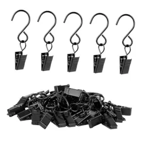 Manysky 100100blk S Hook Curtain Clips 45 Pack 304 Stainless Steel Hanging Small-2.4inch Black