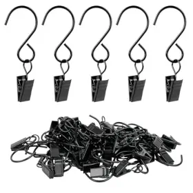 Manysky 100101blk S Hook Curtain Clips 45 Pack 304 Stainless Steel Clip Large-3.0inch Black