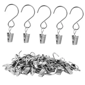 Manysky 100101slr S Hook Curtain Clips 45 Pack 304 Stainless Steel Clip Large-3.0inch Silver