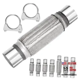 Mardatt M1649 3pcs Exhaust Flex Pipe Stainless Steel Double 2.5 Inch X 8 12