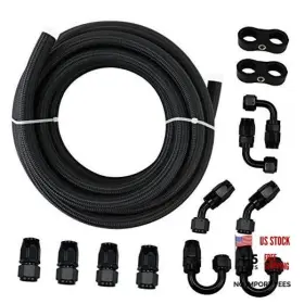 Meicker 782947299968 Fuel Line Kit 5/8 Inch 10an 20ft Hose Nylon Stainless Steel Fitting Meicker 782947299968 Fuel Line Kit 5/8 Inch 10an 20ft Hose Nylon Stainless Steel Fitting