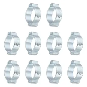 Metallixity 680811541338 30pcs 14-17mm Double Ear Hose Clamp Galvanized Steel Crimp Rings Silver Tone