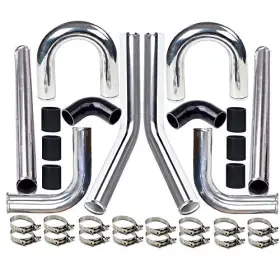 Moosun Ms-8pcs-2.5 2.5 Inch 8pcs Universal Aluminum Tube Set 600mm Polished Turbo