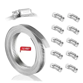 Muzhupguz 071-mzl-us 304 Stainless Steel Hose Clamp Assortment Kit 12 Ft Metal Strap 10 Fasteners Muzhupguz 071-mzl-us 304 Stainless Steel Hose Clamp Assortment Kit 12 Ft Metal Strap 10 Fasteners