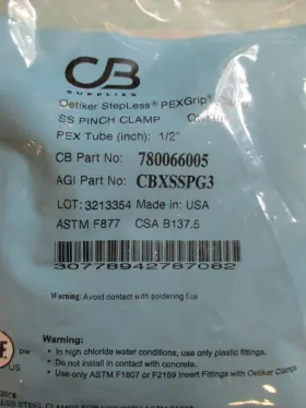 Oetiker 780066005 100 Pack Usa Made Pexgrip 1/2 Inch Stainless Steel Pinch Clamps S15