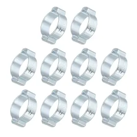 Peroup 680811541314 30x 14-17mm Double Ear Hose Clamp Galvanized Steel Crimp Rings Silver Tone