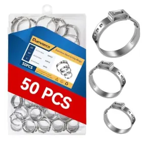 Quevaeco Wl-50pc 50pcs Pex Crimp Rings Clamps 1/2 Inch 3/4 1 Stainless Steel Single Ear Hose