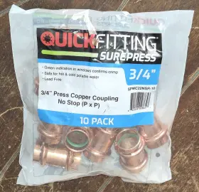 Quick Fitting Spwc22nsr-10 10pc 3/4 Inch Press Copper Coupling No Stop P X #spwc22nsr-10