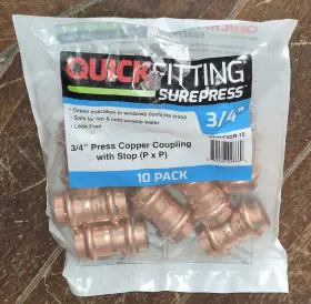 Quick Fitting Spwc22r-10 10pc 3/4 Inch Press Copper Coupling With Stop P X #spwc22r-10