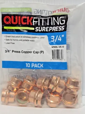 Quick Fitting Spwec2r-10 10pc 3/4 Inch Press Copper Cap P #spwec2r-10 Quick Fitting Spwec2r-10 10pc 3/4 Inch Press Copper Cap P #spwec2r-10
