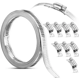Ripeng 445016110122 Hose Clamps Stainless Steel Adjustable Pipe Clamp Intercooler Tube 9pieces New